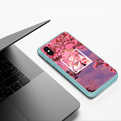 Чехол iPhone XS Max матовый Яэ Мико жрица, цвет: 3D-мятный — фото 2