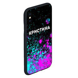 Чехол iPhone XS Max матовый Кристина и неоновый герб России посередине, цвет: 3D-черный — фото 2
