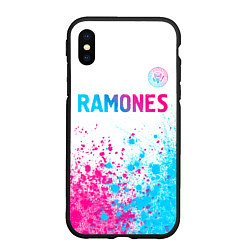 Чехол iPhone XS Max матовый Ramones neon gradient style посередине, цвет: 3D-черный