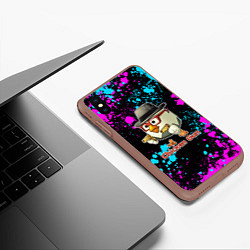 Чехол iPhone XS Max матовый Chicken gun - neon, цвет: 3D-коричневый — фото 2