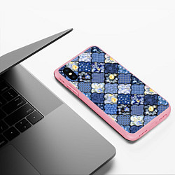 Чехол iPhone XS Max матовый Цветочный лоскутный коллаж, цвет: 3D-баблгам — фото 2