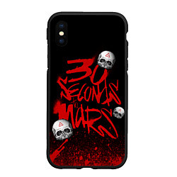 Чехол iPhone XS Max матовый Thirty seconds to mars skulls, цвет: 3D-черный