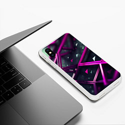 Чехол iPhone XS Max матовый Фиолетовая абстрактная конструкция, цвет: 3D-белый — фото 2