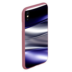 Чехол iPhone XS Max матовый Белая абстракция на фиолетовом, цвет: 3D-малиновый — фото 2