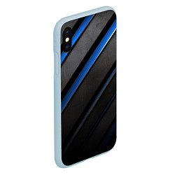 Чехол iPhone XS Max матовый Black blue lines, цвет: 3D-голубой — фото 2