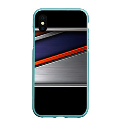 Чехол iPhone XS Max матовый Blue black red, цвет: 3D-мятный