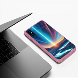 Чехол iPhone XS Max матовый Фантастический пейзаж со вспышкой, цвет: 3D-малиновый — фото 2