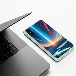 Чехол iPhone XS Max матовый Фантастический пейзаж со вспышкой, цвет: 3D-салатовый — фото 2