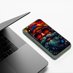 Чехол iPhone XS Max матовый Хайповый дед Мороз, цвет: 3D-темно-зеленый — фото 2