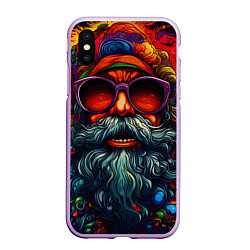 Чехол iPhone XS Max матовый Хайповый дед Мороз, цвет: 3D-сиреневый