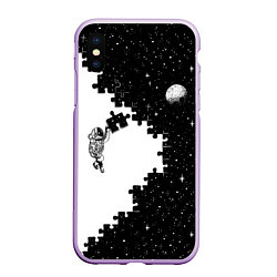 Чехол iPhone XS Max матовый Космический пазл, цвет: 3D-сиреневый