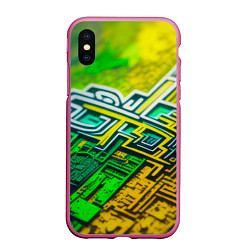 Чехол iPhone XS Max матовый Криптоабстракция, цвет: 3D-малиновый