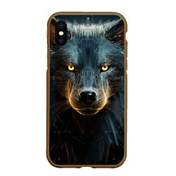 Чехол iPhone XS Max матовый Волк арт-портрет, цвет: 3D-коричневый
