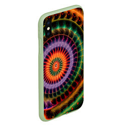 Чехол iPhone XS Max матовый Фрактальная абстракция, цвет: 3D-салатовый — фото 2