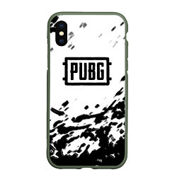 Чехол iPhone XS Max матовый PUBG black color splash game, цвет: 3D-темно-зеленый