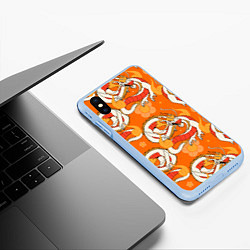 Чехол iPhone XS Max матовый Оранжевый дракон 2024, цвет: 3D-голубой — фото 2