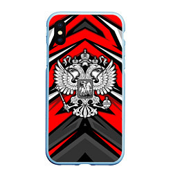 Чехол iPhone XS Max матовый Россия - красная геометрия, цвет: 3D-голубой