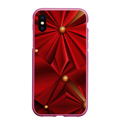 Чехол iPhone XS Max матовый Красный материал со складками, цвет: 3D-малиновый