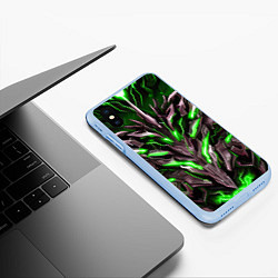 Чехол iPhone XS Max матовый Зелёная кибер броня, цвет: 3D-голубой — фото 2