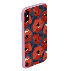Чехол iPhone XS Max матовый Абстрактные красные маки - паттерн, цвет: 3D-розовый — фото 2