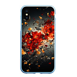 Чехол iPhone XS Max матовый Желтые и черные осколки после взрыва, цвет: 3D-голубой