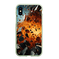 Чехол iPhone XS Max матовый Большой взрыв камней, цвет: 3D-салатовый