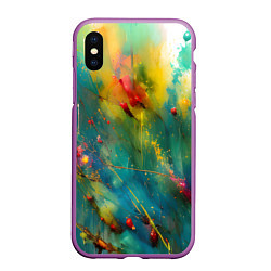 Чехол iPhone XS Max матовый Абстрактные мазки краски, цвет: 3D-фиолетовый