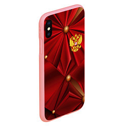 Чехол iPhone XS Max матовый Золотой герб России на красной абстракции, цвет: 3D-баблгам — фото 2