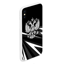 Чехол iPhone XS Max матовый Герб РФ - white and black geometry, цвет: 3D-белый — фото 2