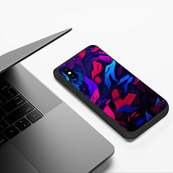 Чехол iPhone XS Max матовый Синие и фиолетовые яркие краски, цвет: 3D-черный — фото 2