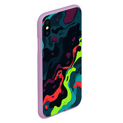 Чехол iPhone XS Max матовый Яркий кислотный абстрактный камуфляж, цвет: 3D-сиреневый — фото 2