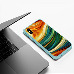 Чехол iPhone XS Max матовый Абстракция с солнцем, цвет: 3D-мятный — фото 2