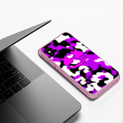 Чехол iPhone XS Max матовый Marshmello camo, цвет: 3D-розовый — фото 2