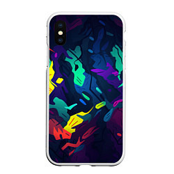 Чехол iPhone XS Max матовый Яркая абстракция в стиле камуфляжа, цвет: 3D-белый