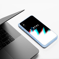 Чехол iPhone XS Max матовый Portal game blink color, цвет: 3D-голубой — фото 2