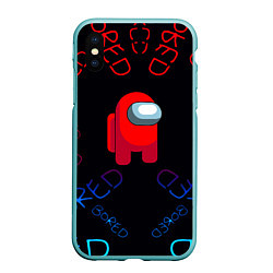 Чехол iPhone XS Max матовый Амонг ас bored neon, цвет: 3D-мятный