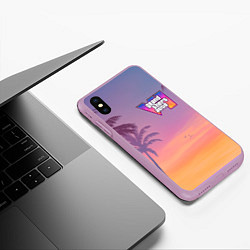 Чехол iPhone XS Max матовый Gta 6 пальмы и птицы, цвет: 3D-сиреневый — фото 2