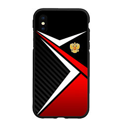 Чехол iPhone XS Max матовый Russia - black and red, цвет: 3D-черный