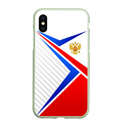 Чехол iPhone XS Max матовый Герб РФ - классические цвета флага, цвет: 3D-салатовый