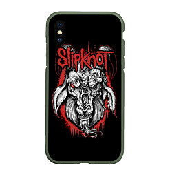 Чехол iPhone XS Max матовый Slipknot - козёл, цвет: 3D-темно-зеленый