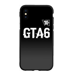 Чехол iPhone XS Max матовый GTA6 glitch на темном фоне посередине, цвет: 3D-черный