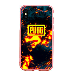 Чехол iPhone XS Max матовый PUBG огненое лого, цвет: 3D-баблгам