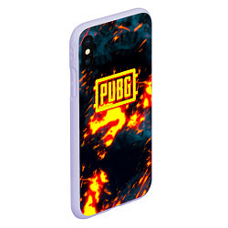 Чехол iPhone XS Max матовый PUBG огненое лого, цвет: 3D-светло-сиреневый — фото 2