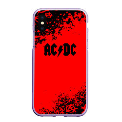 Чехол iPhone XS Max матовый AC DC skull rock краски, цвет: 3D-светло-сиреневый