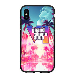 Чехол iPhone XS Max матовый Gta 6 logo vice city style, цвет: 3D-черный