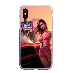 Чехол iPhone XS Max матовый GTA 6 girl vice city, цвет: 3D-светло-сиреневый