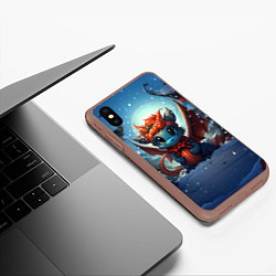 Чехол iPhone XS Max матовый Амурный искоркогонь дракон, цвет: 3D-коричневый — фото 2