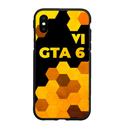 Чехол iPhone XS Max матовый GTA 6 - gold gradient посередине, цвет: 3D-черный