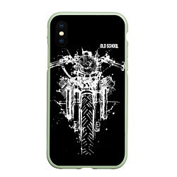 Чехол iPhone XS Max матовый Old school motorcycle, цвет: 3D-салатовый