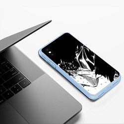 Чехол iPhone XS Max матовый Берсерк Гатс в чёрных доспехах, цвет: 3D-голубой — фото 2